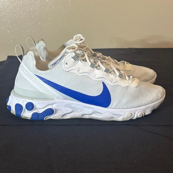 2019 Nike React Element 55 Running Shoes (White/ Royal Blue) Size 11 - Picture 1 of 6